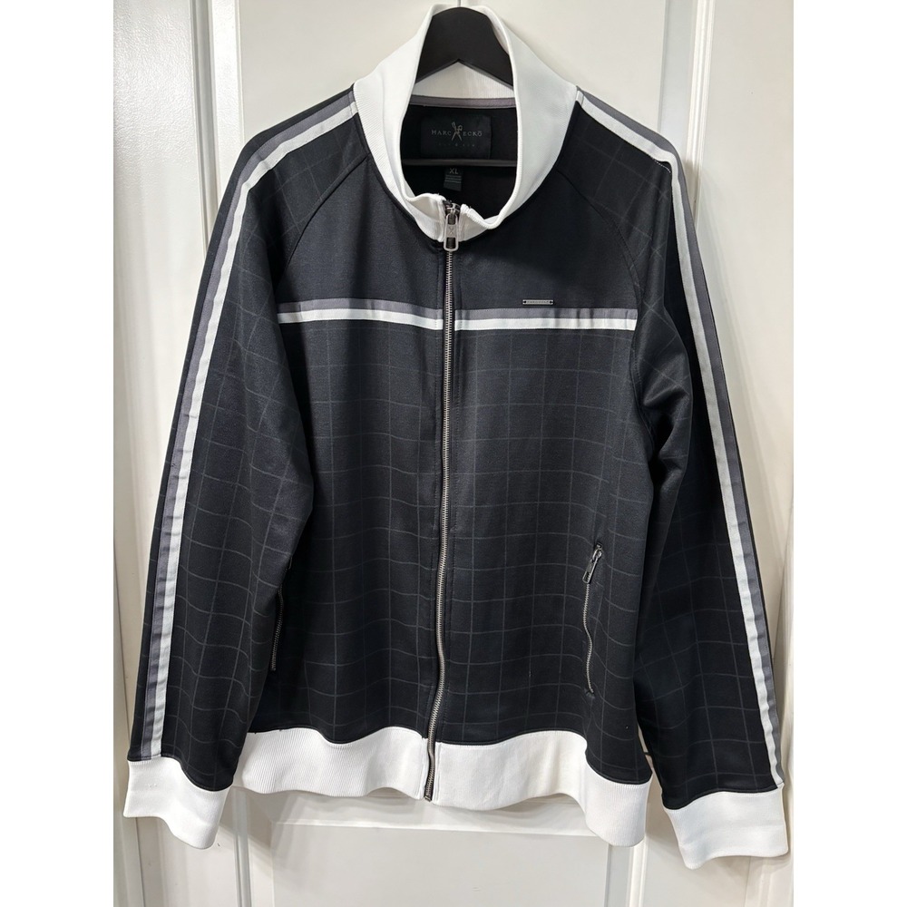 Echo Unltd MENS SIZE XL Black Gray Plaid Grid Polyester Zip Jacket Skater Grunge